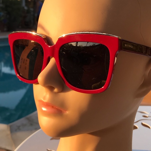 💯Authentic- ETRO Red Frame with Gold Embossed - Picture 10 of 12